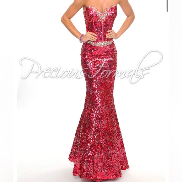 Posh Precious by Precious Formals Size 10 Pink Sequin Prom Dress - Picture 3 of 5